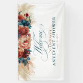 Terracotta Floral Boho Fall Party Dusche Willkomme Banner (Vertikal)