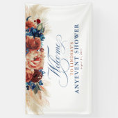Terracotta Floral Boho Fall Party Dusche Willkomme Banner (Vertikal)