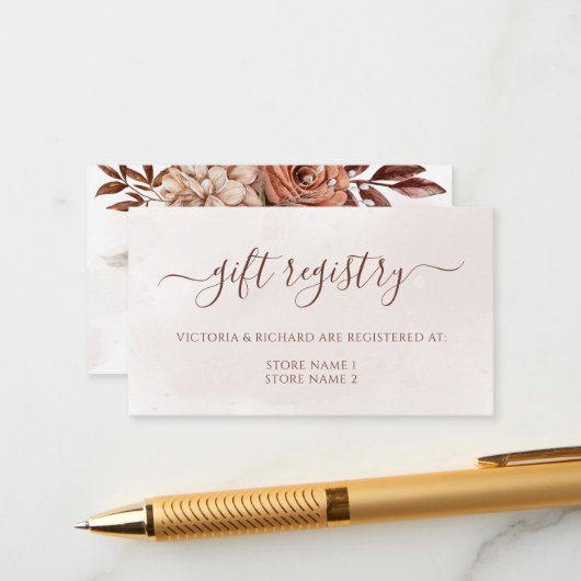 Terracotta Floral Boho Hochzeit im Herbst Geschenk Begleitkarte (Vorderseite/Rückseite Beispiel)