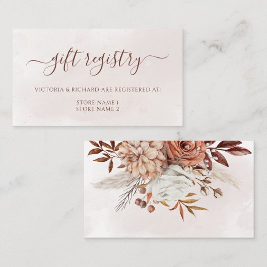 Terracotta Floral Boho Hochzeit im Herbst Geschenk Begleitkarte (Vorne/Hinten)