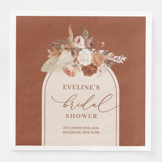 Terracotta Floral Boho Napkins für Brautparty Serviette (Vorderseite)