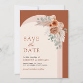 Terracotta Floral Boho Pampas Arch Foto QR Code Save The Date (Vorderseite)