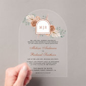 Terracotta Floral Boho Pampas Burnt Orange Wedding Acryleinladungen (Insitu (Handheld))