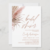 Terracotta Floral Boho Pampas Grass Brautparty Einladung (Vorderseite)