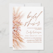 Terracotta Floral Boho Pampas Grass Brautparty Einladung (Vorderseite)