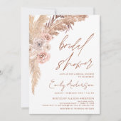 Terracotta Floral Boho Pampas Grass Brautparty Einladung (Vorderseite)