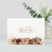 Terracotta Floral Boho Small Vielen Dank Dankeskarte (Stehend Vorderseite)