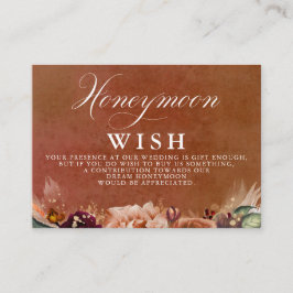 Terracotta Floral Boho Wedding Honeymoon Wish Begleitkarte