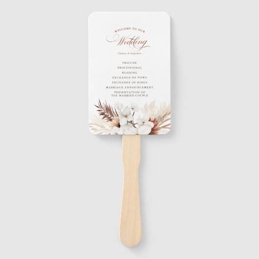 Terracotta Floral Boho Wedding Program Fächer (Vorderseite)