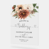 Terracotta Floral Boho Wedding Willkommen Acrylschild (Winkel)