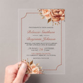 Terracotta Floral Border Wedding Acryleinladungen (Insitu (Handheld))