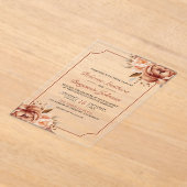 Terracotta Floral Border Wedding Acryleinladungen (Ablage )
