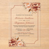 Terracotta Floral Border Wedding Acryleinladungen (Vorderseite)