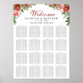 Terracotta Floral Bough Wedding 16 Table Seating Poster (Vorne)