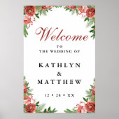 Terracotta Floral Bough Winter Wedding Willkommen Poster (Vorne)