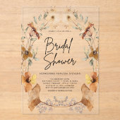 Terracotta Floral Brautparty Acryleinladungen (Vorderseite)