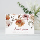 Terracotta Floral Brautparty Boho Dankeskarte (Stehend Vorderseite)