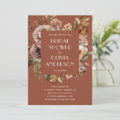 Terracotta Floral Brautparty | Boho Fall Rustic Einladung (Stehend Vorderseite)