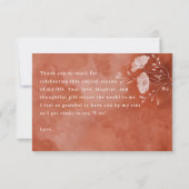 Terracotta Floral Brautparty Danke Karte (Rückseite)