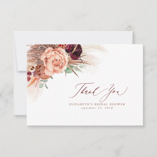 Terracotta Floral Brautparty Kleines Dankeschön Dankeskarte (Vorderseite)