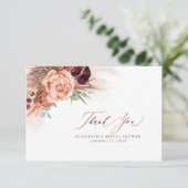 Terracotta Floral Brautparty Kleines Dankeschön Dankeskarte (Stehend Vorderseite)
