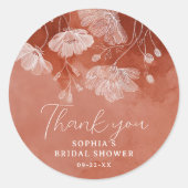 Terracotta Floral Brautparty Vielen Dank Sticker (Vorderseite)