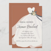 Terracotta Floral Bridge Gown Brautparty Einladung (Vorne/Hinten)