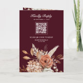 Terracotta Floral Burgundy QR Code Wedding Einladung (Rückseite)