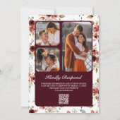 Terracotta Floral Burgundy QR Code Wedding Einladung (Rückseite)