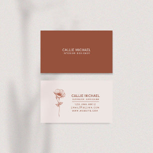 Terracotta Floral Business Card Visitenkarte