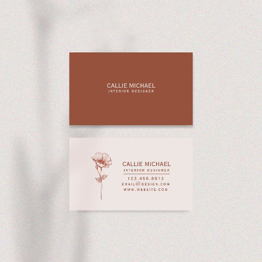 Terracotta Floral Business Card Visitenkarte