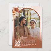 Terracotta Floral Cactus QR Code Foto Wedding Einladung (Rückseite)