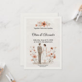Terracotta Floral & Couple Illustration Wedding Karte (Vorderseite/Rückseite Beispiel)