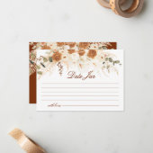 Terracotta Floral Date Night Jar Game Tickets Mitteilungskarte (Vorderseite/Rückseite Beispiel)