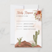 Terracotta Floral Desert Cactus Wedding RSVP Karte (Vorderseite)