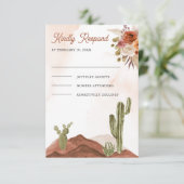 Terracotta Floral Desert Cactus Wedding RSVP Karte (Stehend Vorderseite)