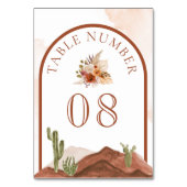 Terracotta Floral Desert Cactus Wedding Tischnummer (Vorderseite)