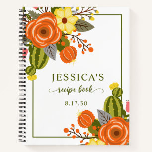 Terracotta Floral Dusche Rezept Notizblock