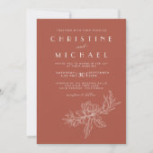 Terracotta Floral Elegant All in one BOHO Wedding Einladung (Vorderseite)