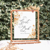 Terracotta Floral Elegant Guest Book Wedding Table Sockelschild