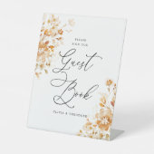Terracotta Floral Elegant Guest Book Wedding Table Sockelschild (Vorderseite)