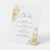 Terracotta Floral Elegant Wedding Bar Menu Sockelschild (Vorderseite)