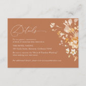 Terracotta Floral Elegant Wedding Details Hotel Begleitkarte (Vorderseite)