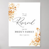 Terracotta Floral Elegant Wedding Reserved Sign Poster (Vorne)