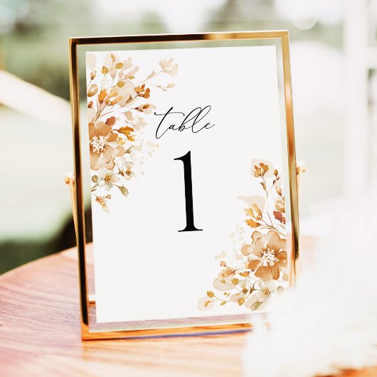 Terracotta Floral Elegant Wedding Table Numbers