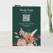 Terracotta Floral Emerald Green QR Code Wedding Einladung (Rückseite)