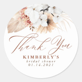 Terracotta Floral Exotic Boho Vielen Dank Runder Aufkleber