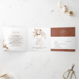 Terracotta Floral Exotic Modern Boho Wedding Dreifach Gefaltete Einladung