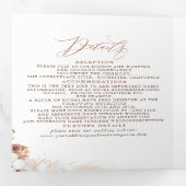 Terracotta Floral Exotic Modern Boho Wedding Dreifach Gefaltete Einladung (Innen Erste Seite)