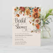 Terracotta Floral | Fall-Brautparty Einladung (Stehend Vorderseite)